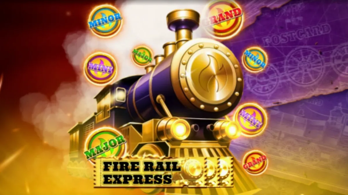 Isang steampunk na tren sa Fire Rail Express slot